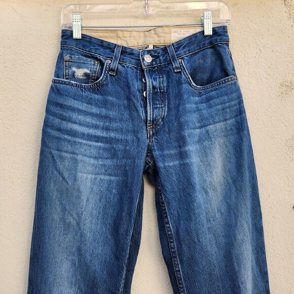 Rag & Bone Piper Low-Rise Straight Hermosa Slim Fit Mid Indigo Jean - Picture 4 of 9
